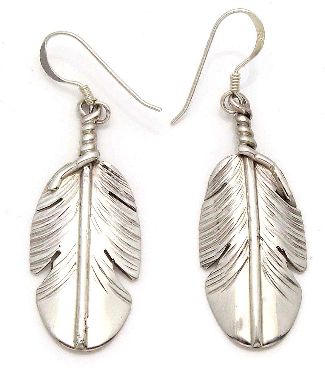 Begay Small Silver Feather Earrings - Elegant & Lightweight Dangle Earrings for Women | Perfect for Parties, Weddings & Everyday Wear