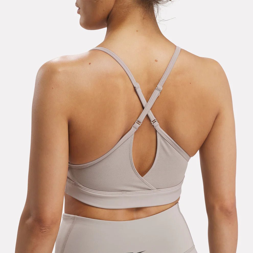 Reebok Women's Lux Strappy Grey Sports Bra - High Support Workout Top for Running, Yoga & Gym Fitness