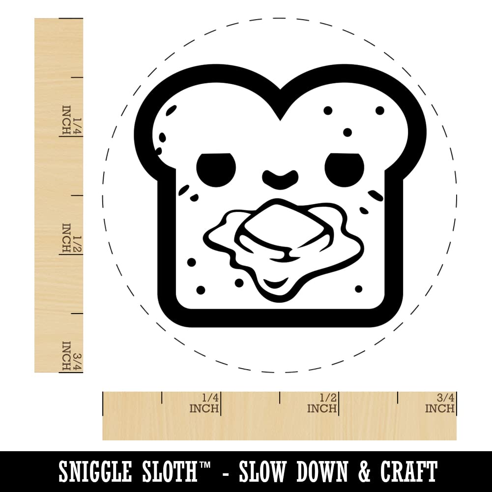 Kawaii Buttered Toast Bread Self-Inking Rubber Stamp - 3/4 Inch Small Craft Stamp with Red Ink for DIY Scrapbooking, Bullet Journaling & Planner Decoration - Perfect for Card Making, Gift Wrapping & Stationery Crafts