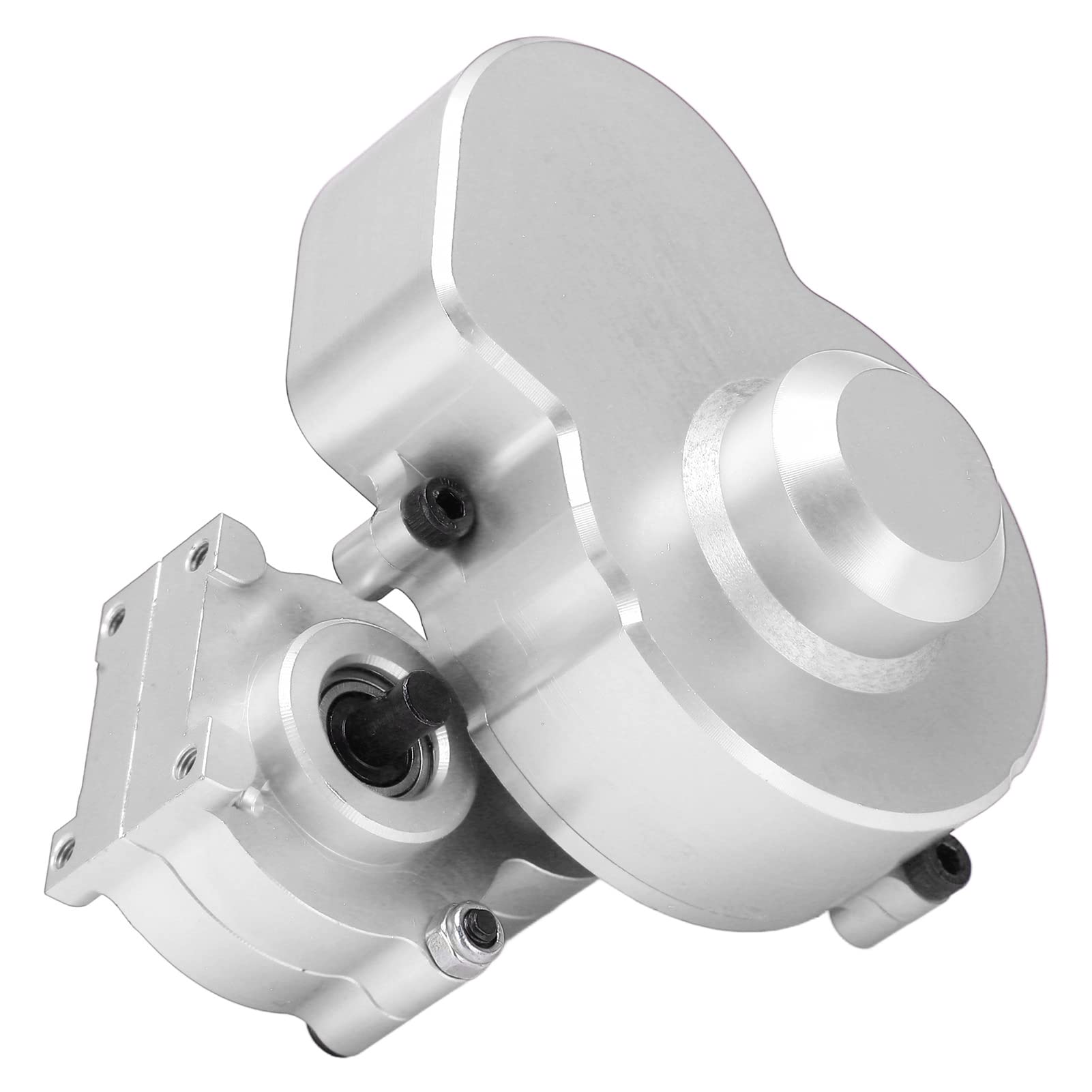 RiToEasysports Aluminum Alloy Gear Box Housing Transmission Box for AXIAL SCX10 1/10 RC Car - Silver Replacement Part with Motor Gear | Perfect for Off-Road Crawler Upgrades & DIY RC Vehicle Repairs