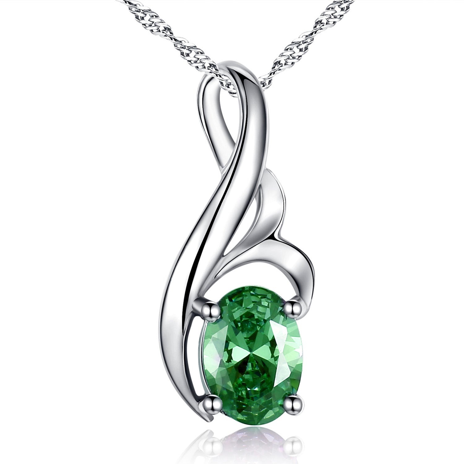 MABELLA 925 Sterling Silver 0.75ct (7x5mm) Oval Birthstone Pendant Necklace for Women - Perfect Gift for Birthday, Anniversary & Mother's Day Jewelry