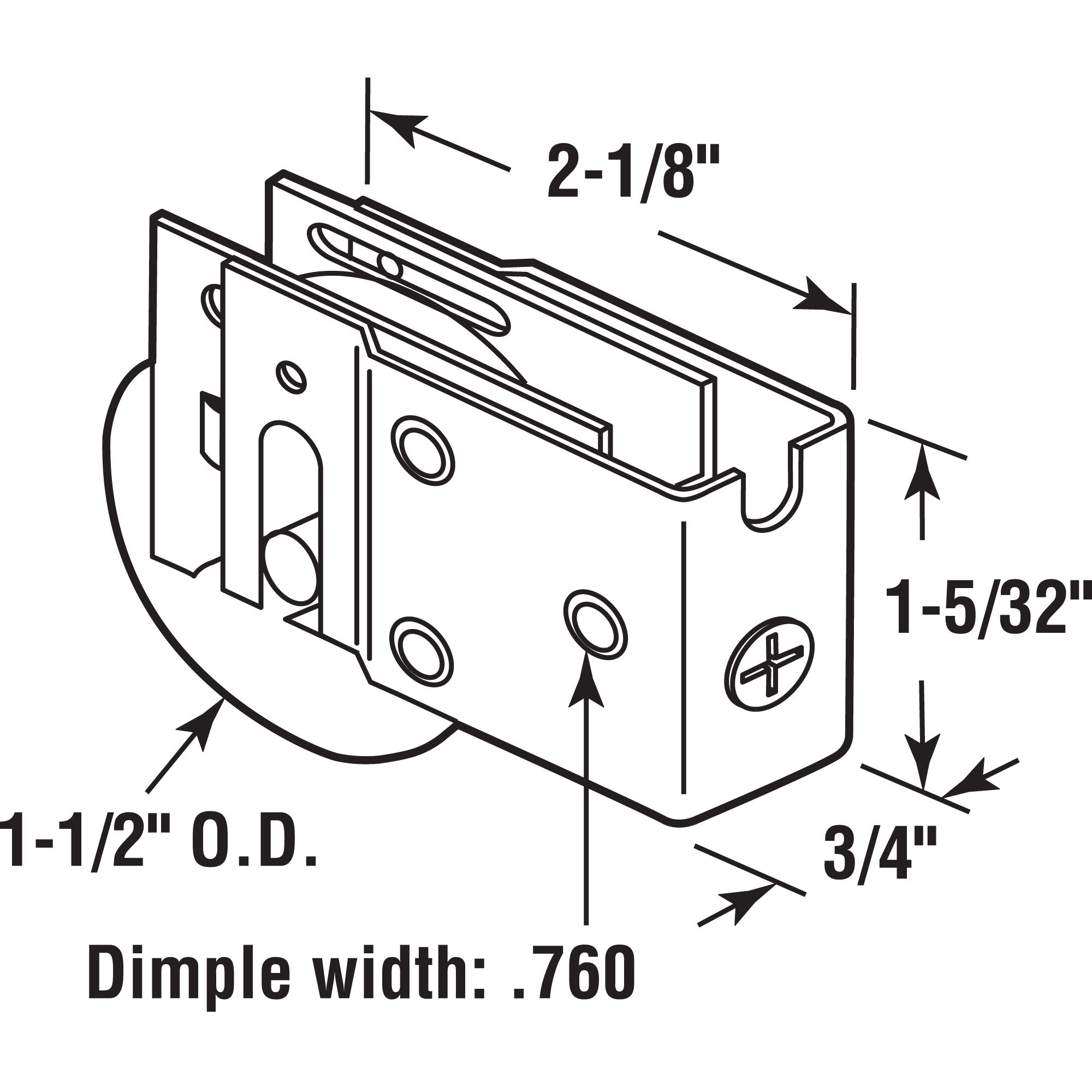 Prime-Line D 1781 1-1/2 Inch Steel Ball Bearing Roller - U-Back Style Adjustable Cabinet Drawer Slide (Single Pack, Yellow Zinc) - Perfect for Kitchen Cabinets, Office Furniture & DIY Home Improvement Projects