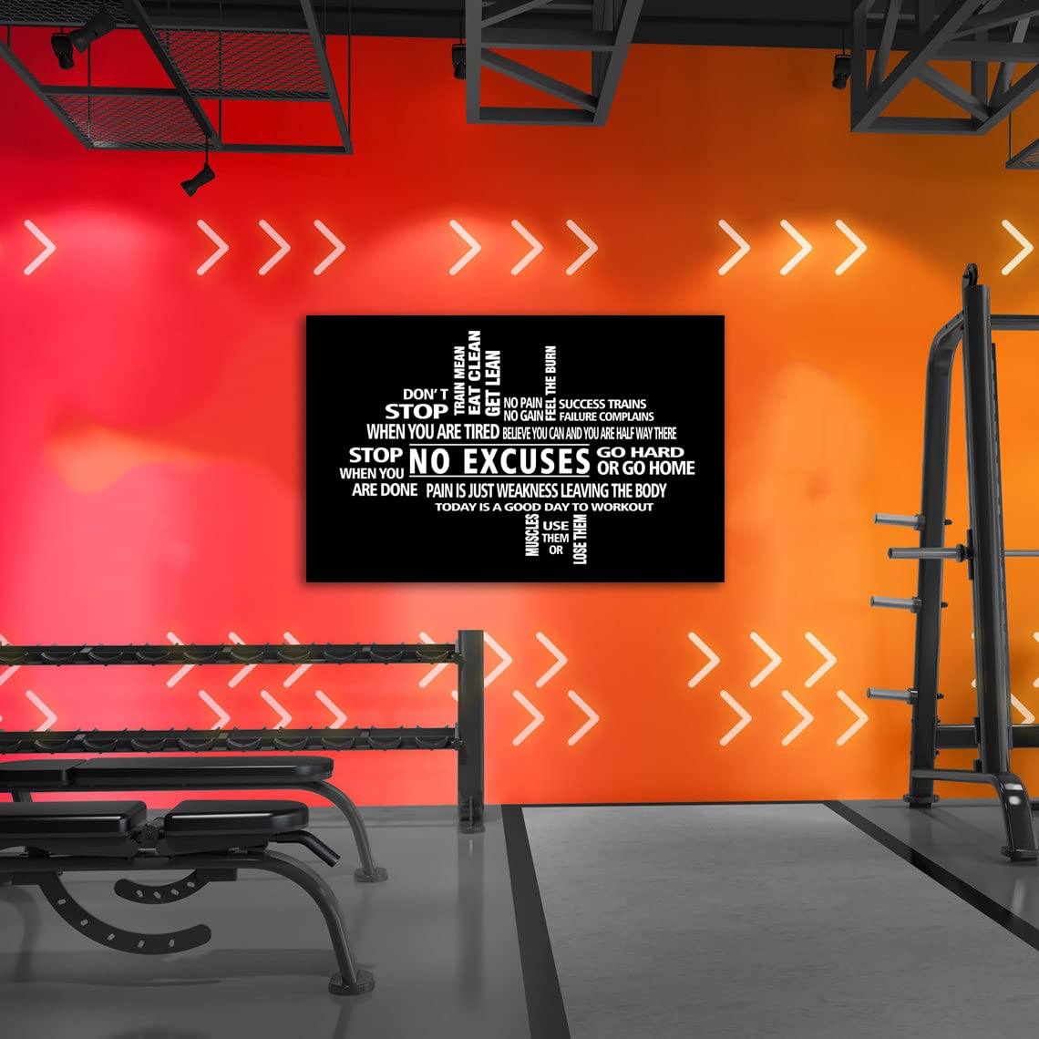 No Excuses Gym Wall Art - Motivational Framed Canvas Print for Home Gym Decor & Fitness Studio Sign - Perfect for Workout Rooms & Personal Training Spaces