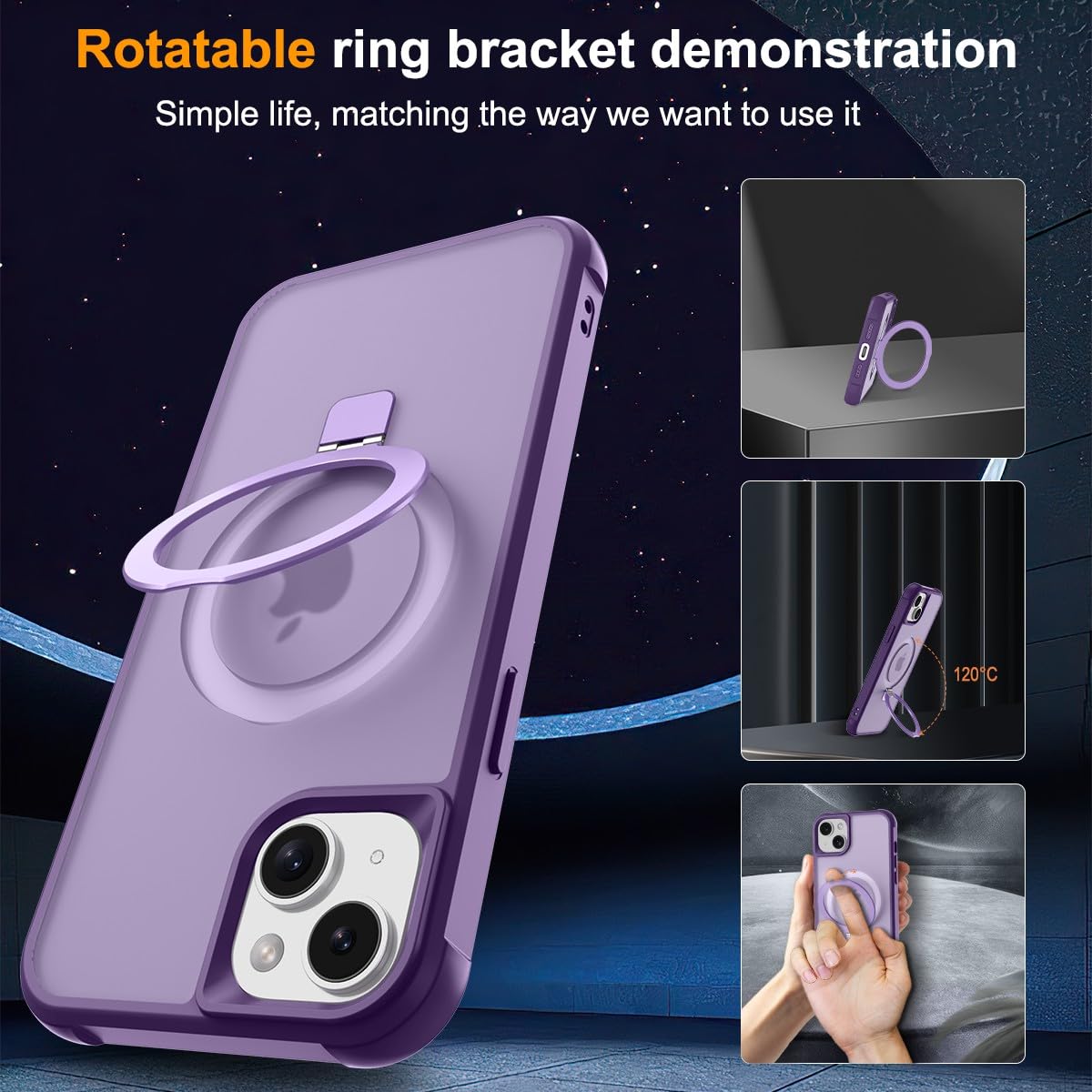 PIXIU Magnetic iPhone 15 Plus Case - MagSafe Compatible, Built-in Invisible Stand, Military-Grade Shockproof & Slim Matte Protective Cover - Perfect for Work, Travel & Everyday Use