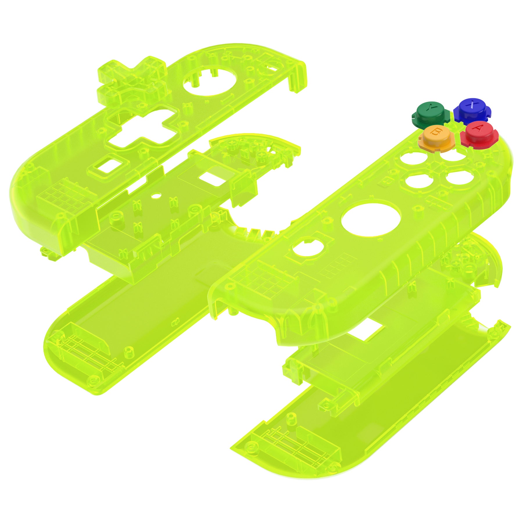 eXtremeRate Clear Lime Green Joycon Controller Housing with D-Pad & Full Button Set - DIY Replacement Shell for Nintendo Switch JoyCon & OLED JoyCon (Console Not Included) - Perfect for Gaming, Customization & Repair