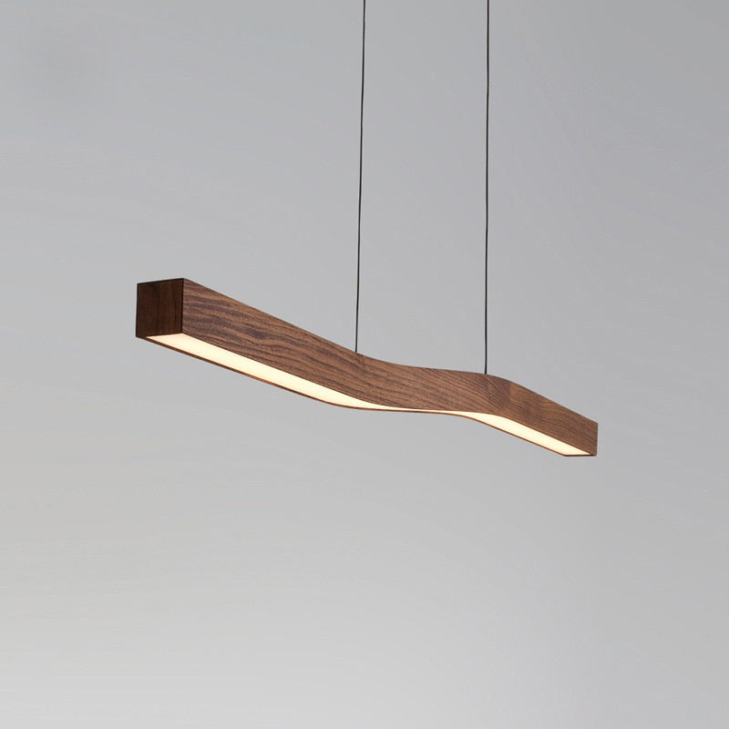 Wooden Wave Bar Hanging Light - Modern Kitchen Pendant Lighting for Dining Room, Island, Bar Counter & Restaurant Decor | Energy Efficient LED Wave Light Fixture