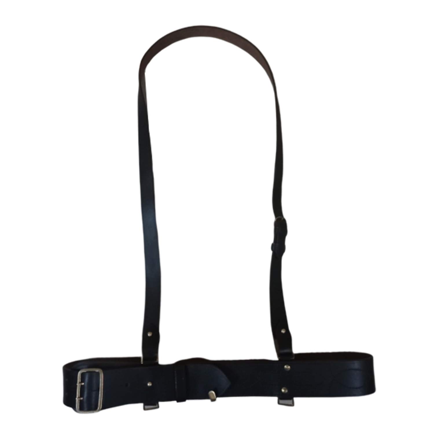 Authentic WWII Sam Browne Belt with Ammo Pouch & Shoulder Strap - Dark Brown Leather Military Officer Belt for Historical Reenactment, Cosplay & Collectors