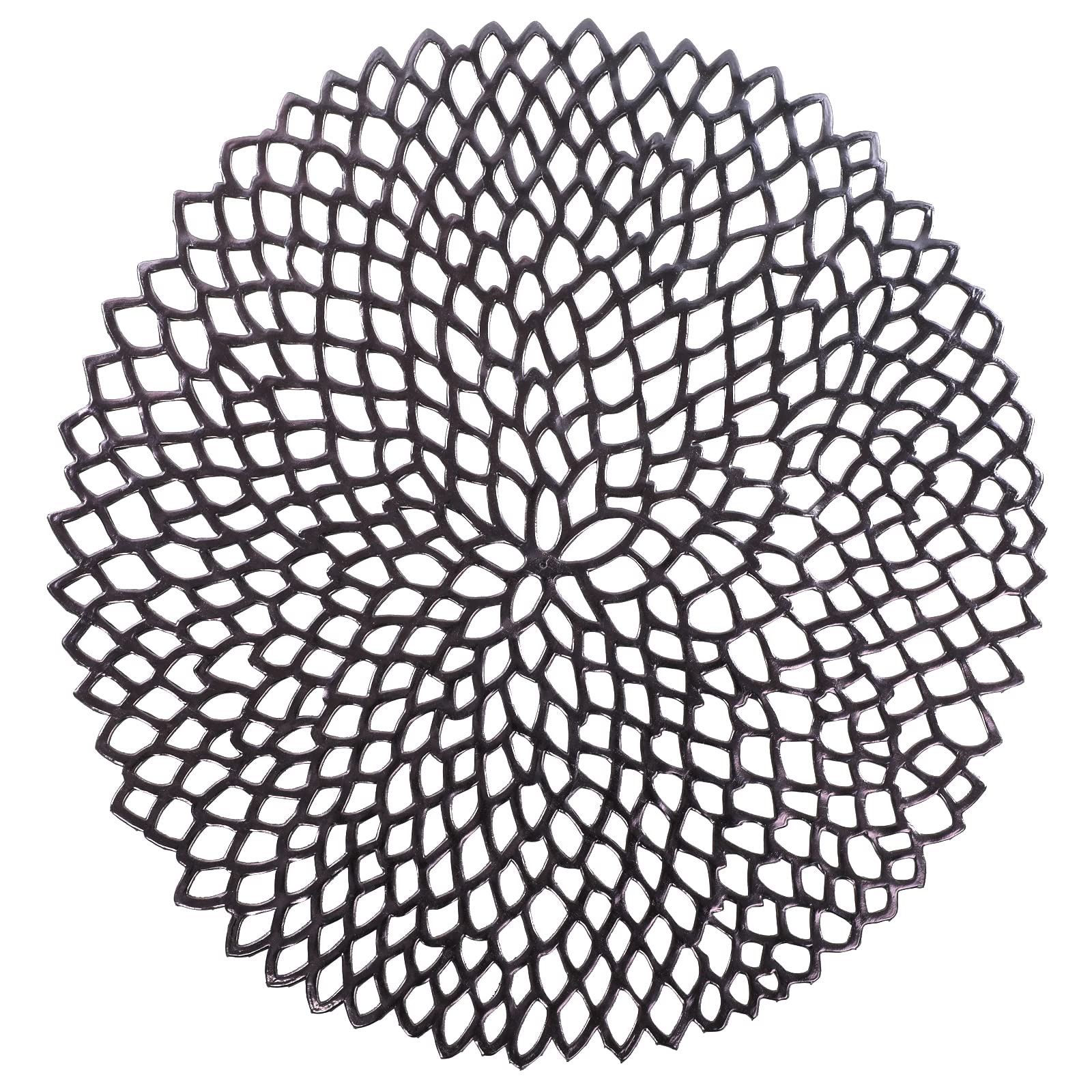 BRKURLEG Pressed Vinyl Metallic Hollow Round Placemats - Elegant Charger Plates & Wedding Table Centerpiece Decor - Durable Dining Table Mats for Formal Dinners, Holiday Parties & Special Events