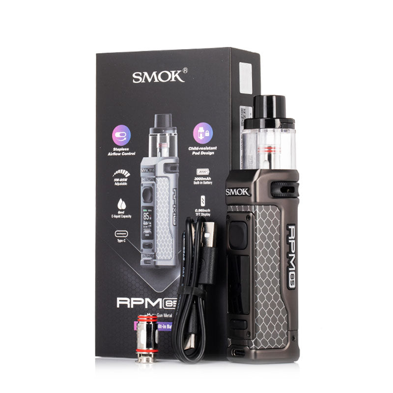 SMOK RPM 85 Pod Kit - 800mAh Rechargeable Vape System with Adjustable Airflow & 0.17Ω Coil - Perfect for On-The-Go Vaping & Smooth Nicotine Salt Experience
