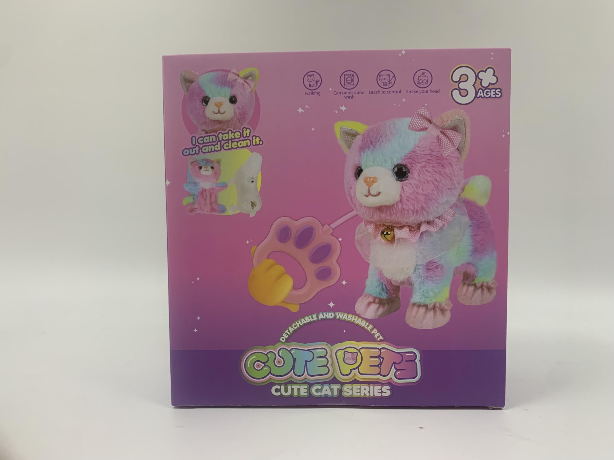 Remote Control Plush Cat Toy - Interactive Electronic Pet with Walking, Barking & Tail Wagging - Realistic White Cat with Leash & Accessories - Perfect for Playtime, Gifts & Pet Training