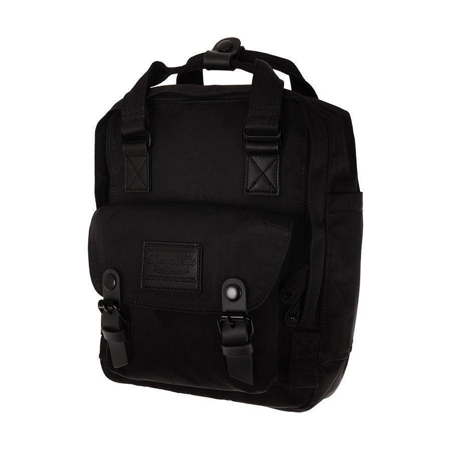 DOUGHNUT Macaroon Mini All Black Backpack - Stylish & Compact Daypack for School, Travel & Work - Water-Resistant Laptop Bag for Men & Women