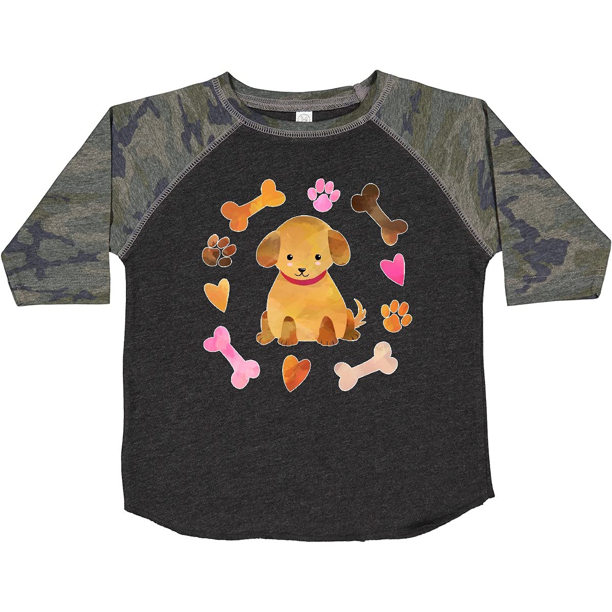 Inktastic Cute Puppy Valentine with Hearts and Bones Toddler T-Shirt - Adorable Dog Lover Outfit for Kids Valentine's Day, Birthday & Family Photos