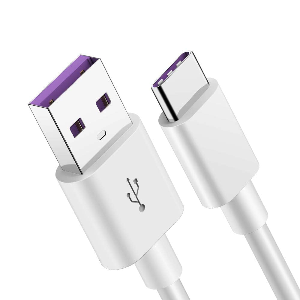 GlobaLink 40W Fast Charging USB C to A Cable [5A, 2M, White] - Super Speed Charger Cord for Huawei P30/P20/Mate Series, Samsung Galaxy, iPhone & More | Perfect for Home, Office & Travel Charging