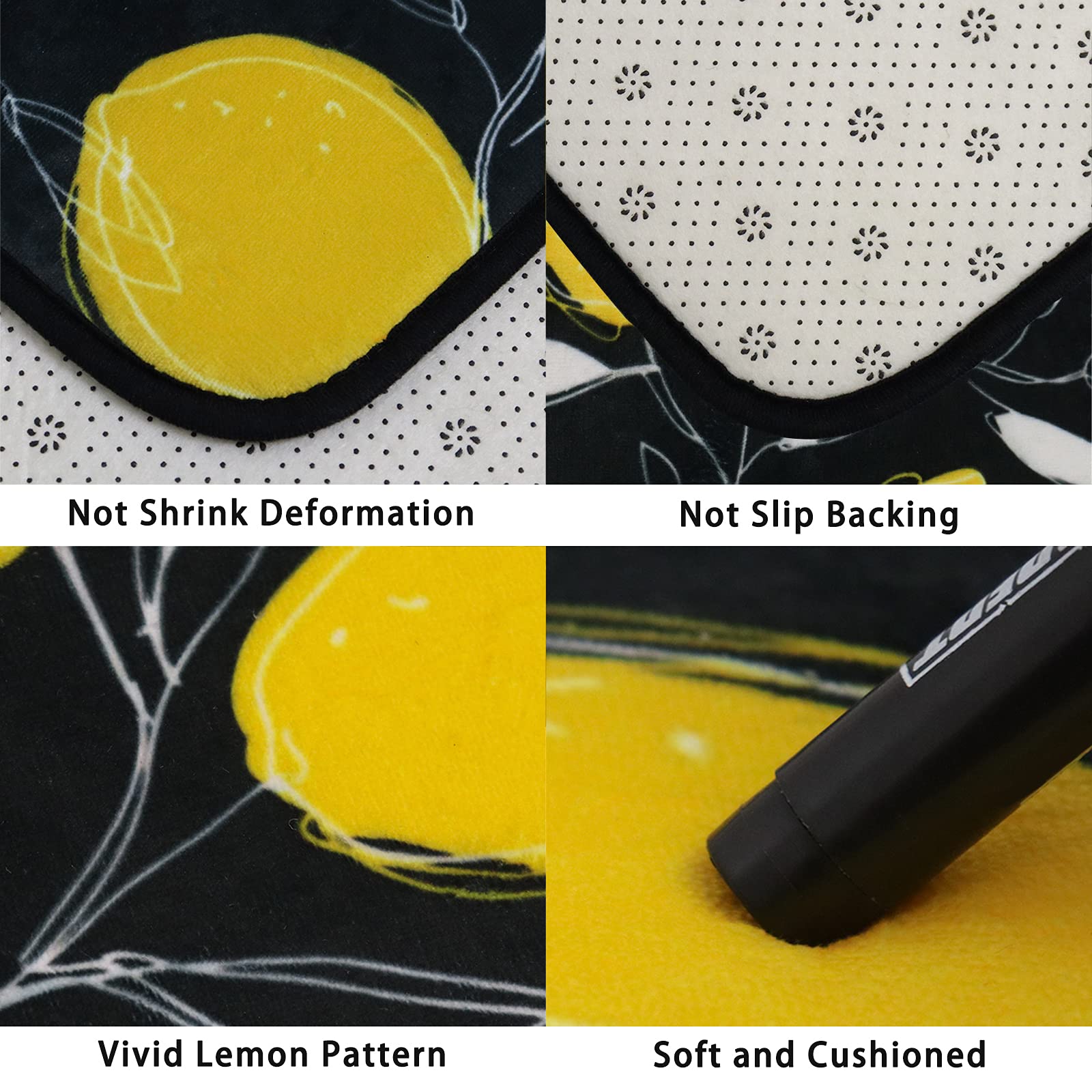 Non-Slip Waterproof Kitchen Floor Mats Set of 2 - Black Cushioned Anti-Fatigue Runner Rugs for Home, Office, Laundry Room (17.7