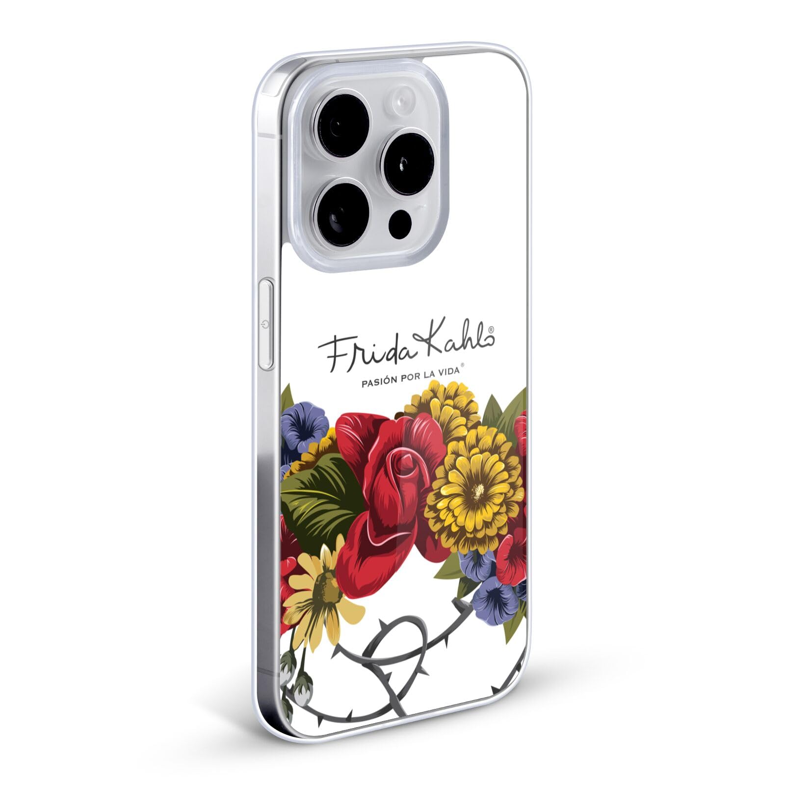 Officially Licensed Frida Kahlo Floral Soft Gel Phone Case for Apple iPhone 13 Pro Max - Vibrant Red Flower Design, Slim Protective Cover for Everyday Use, Work & Travel