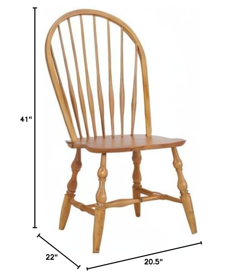 Sunset Trading Windsor Fully Assembled Kitchen Dining Chairs - Set of 2, Distressed Light Oak Finish - Perfect for Farmhouse Dining Rooms & Breakfast Nooks