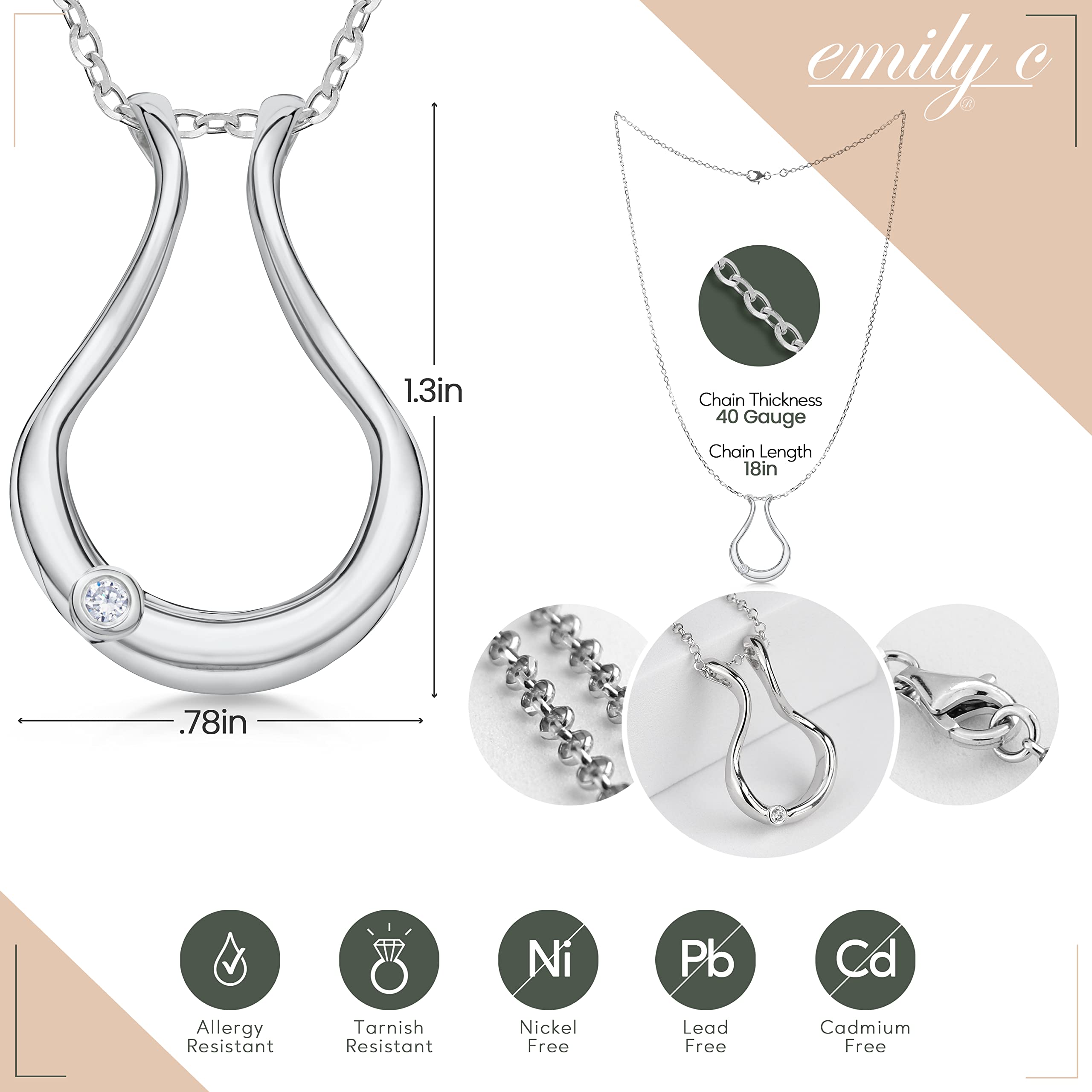 Sterling Silver Ring Holder Necklace for Women & Men - Wedding Ring Keeper Jewelry for Wife, Nurse, Doctor - Elegant Ring Necklace for Everyday Wear, Date Night & Special Occasions