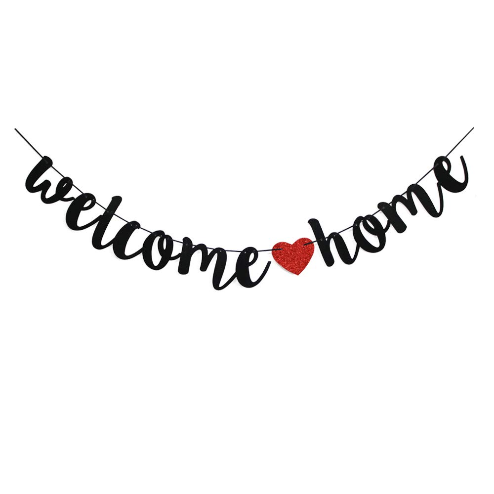Red & Black Welcome Home Banner - Family Theme Party Decorations for Homecoming, Reunions & Celebrations | Perfect for Wall Decor, Party Backdrops & Festive Gatherings