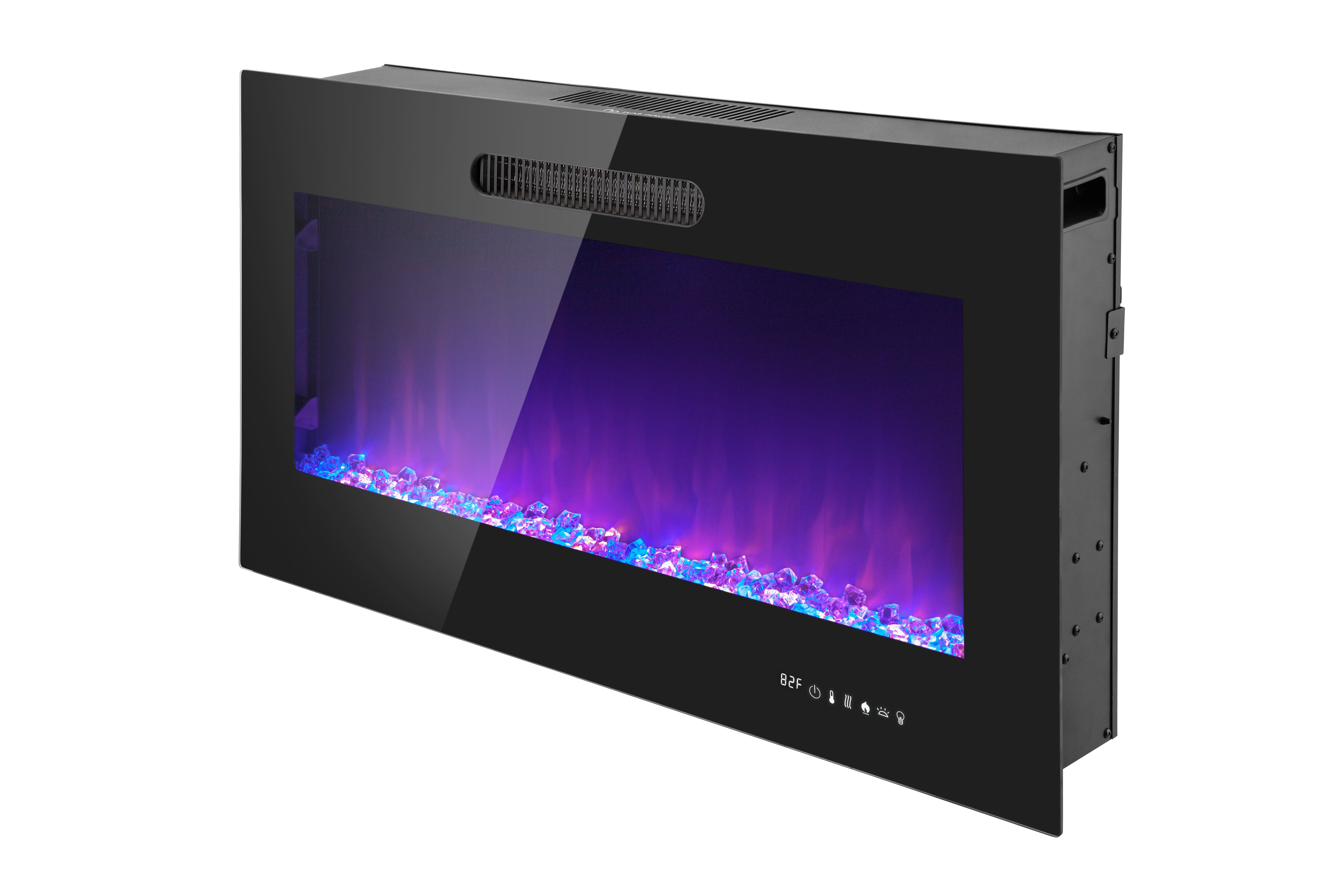 36 Inch LED Slim Electric Fireplace Insert - Wall Mounted Fireplace Heater with 1500W, Adjustable Realistic Flame, Remote Control (Log & Crystal Ember Options) - Perfect for Living Room, Bedroom & Office Warming Decor