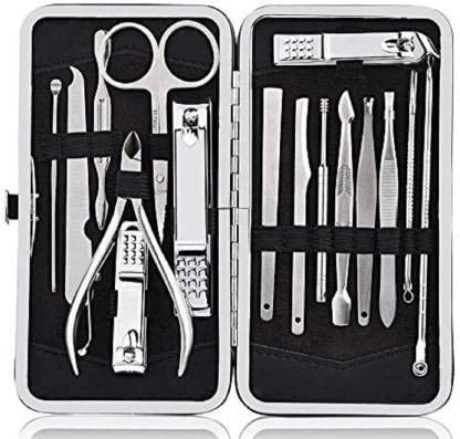 Professional 16-Piece Stainless Steel Manicure Pedicure Set - Nail Clippers, Scissors & Grooming Tools in Leather Case | Perfect for Home Spa, Travel & Salon Use