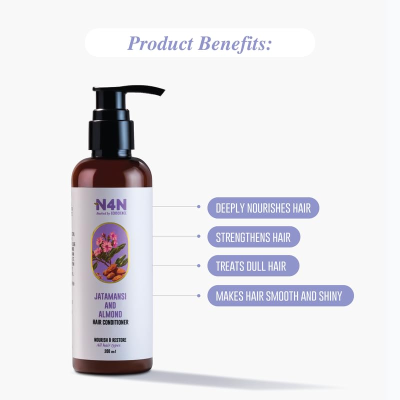 Nourishing Hair Conditioner with Jatamansi & Almond Extract - 200ml | Reduces Frizz & Detangles Hair | Paraben-Free & Chemical-Free Natural Treatment for All Hair Types - Men & Women | Perfect for Daily Hair Care & Salon-Quality Results at Home