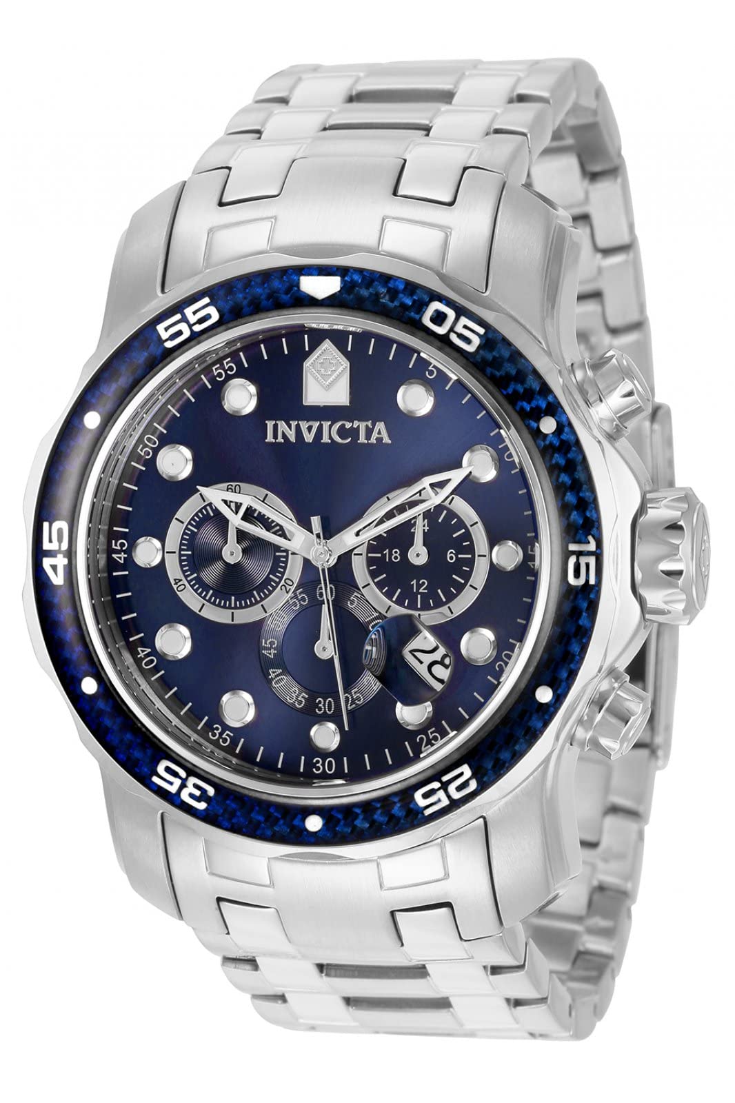 Invicta Pro Diver Chronograph Quartz Watch for Men - Blue Dial Stainless Steel Waterproof 35396 - Perfect for Diving, Swimming & Everyday Wear