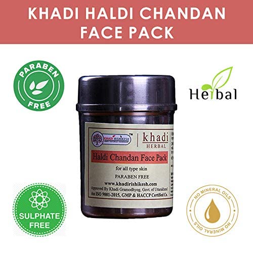 KHADI RISHIKESH Herbal Turmeric Sandalwood Face Pack - 50g | Natural Ayurvedic Skincare for Glowing Skin | Perfect for Daily Use & Spa Treatments