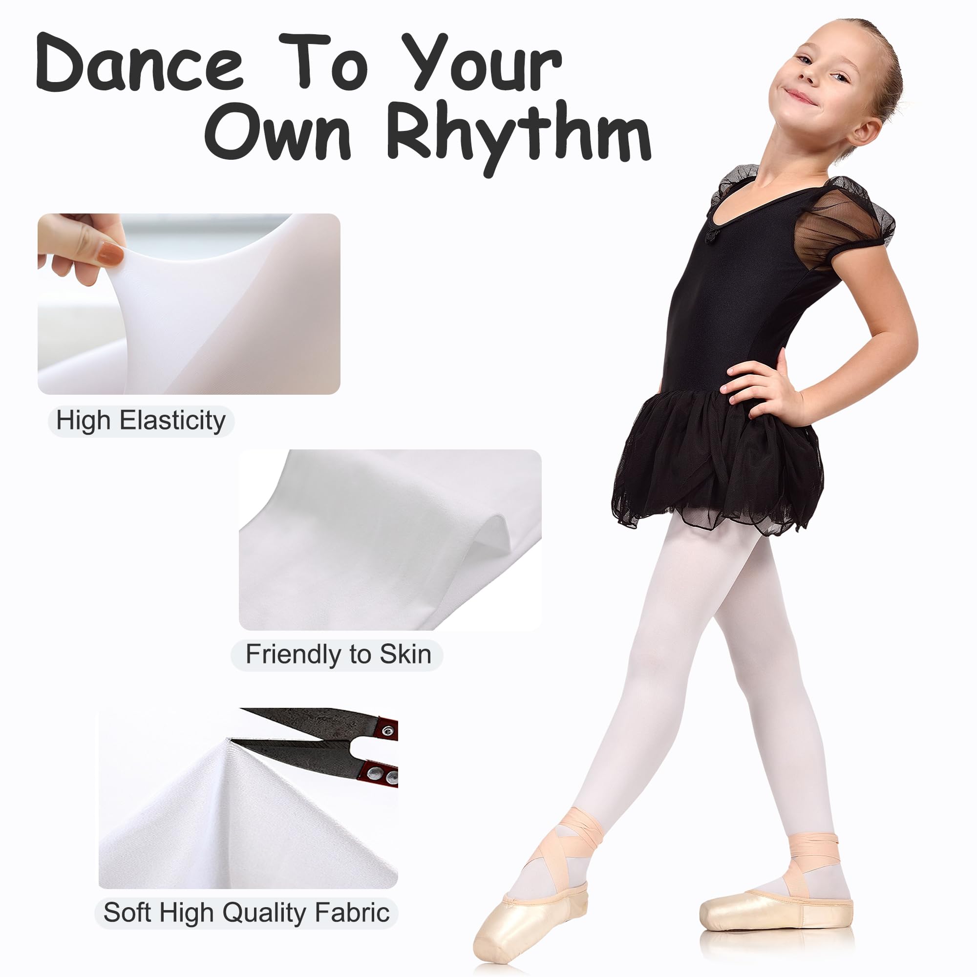 DOOVID Toddler Girls Ballet Tights - Stretchable Footed Dance Stockings for Ballet Class & School Uniform | Perfect for Dance Recitals, Performances & Everyday Wear