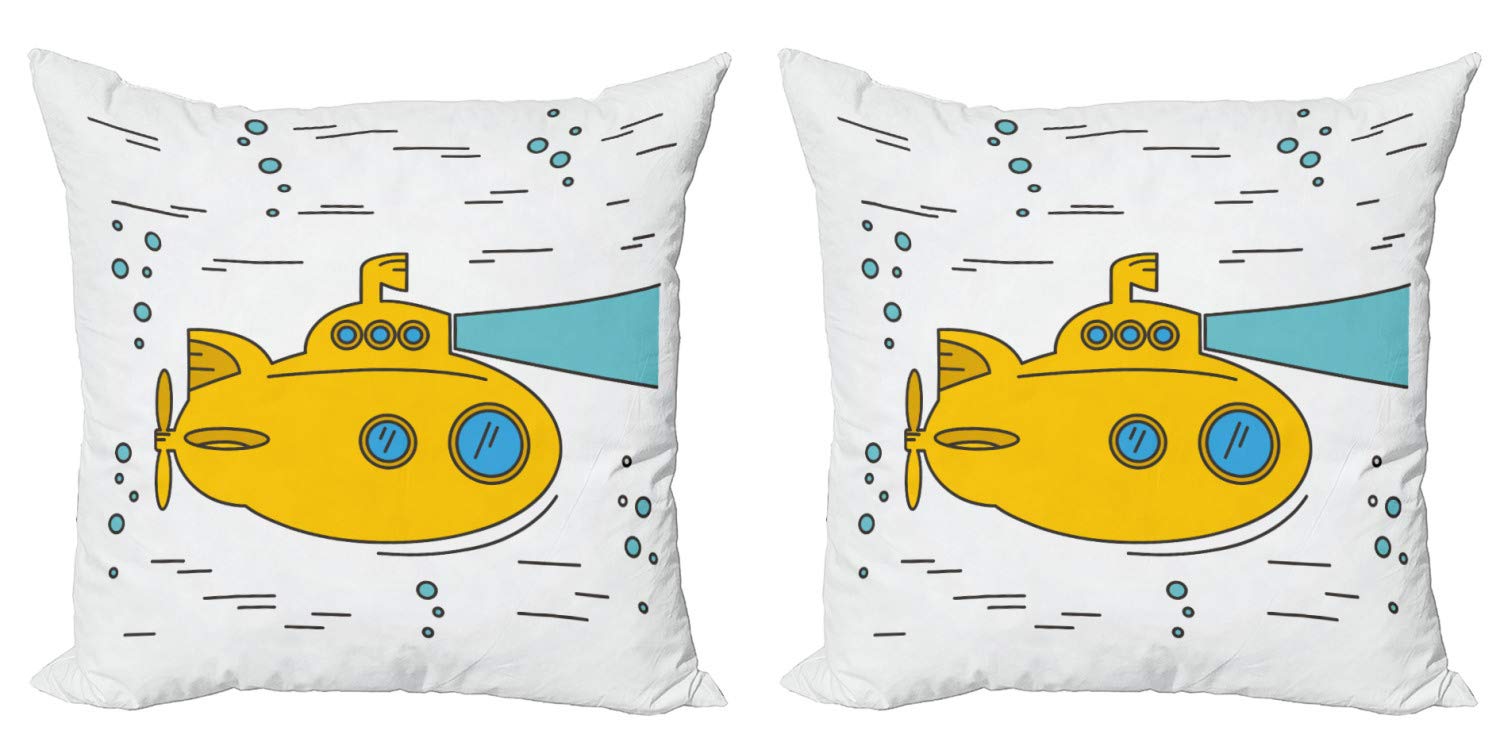 Ambesonne Yellow Submarine Throw Pillow Covers (Pack of 2) - 24