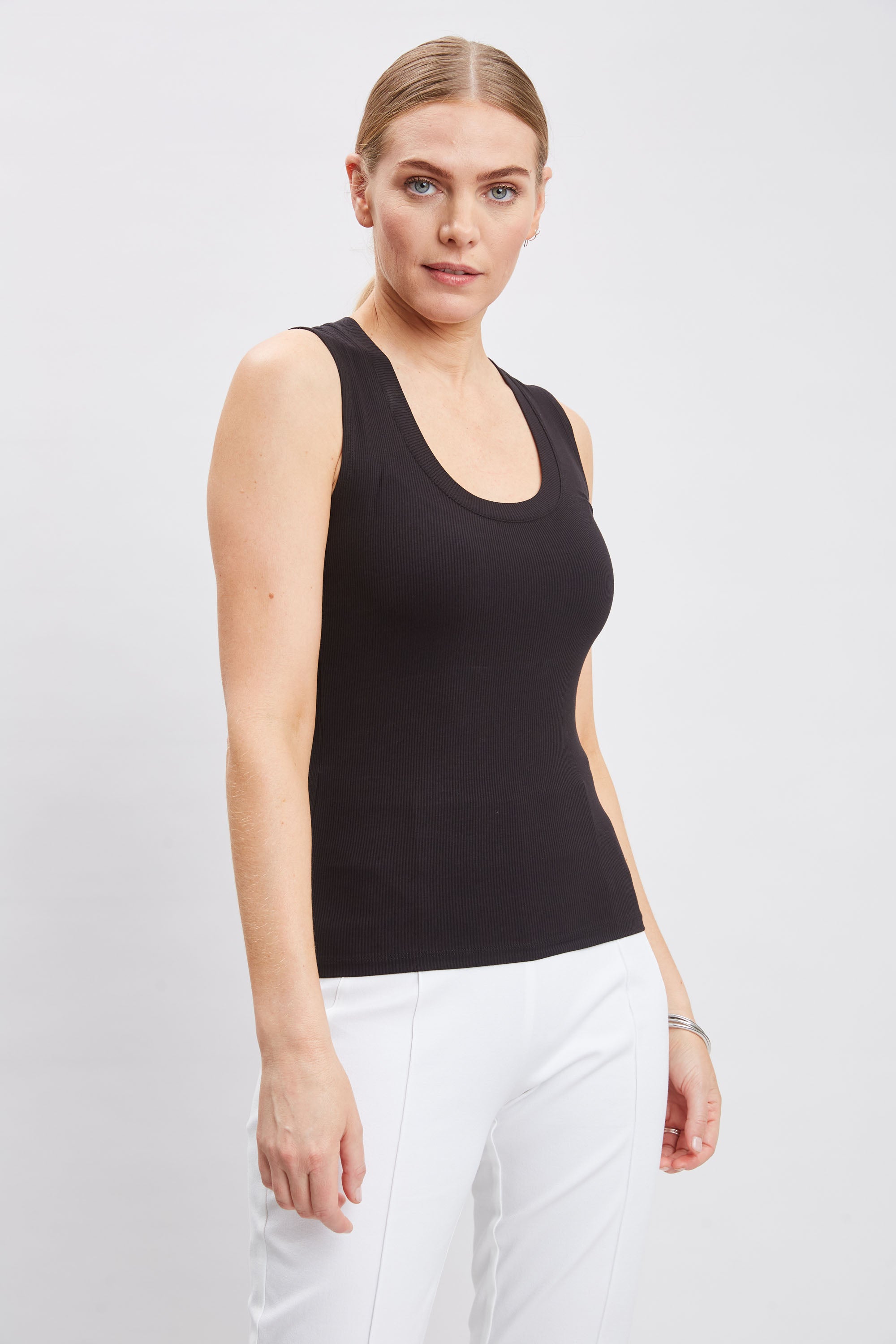 Women's Ribbed Scoop Neck Knit Top - Soft Stretchy Casual T-Shirt for Everyday Wear | Perfect for Layering, Work, and Weekend Outfits