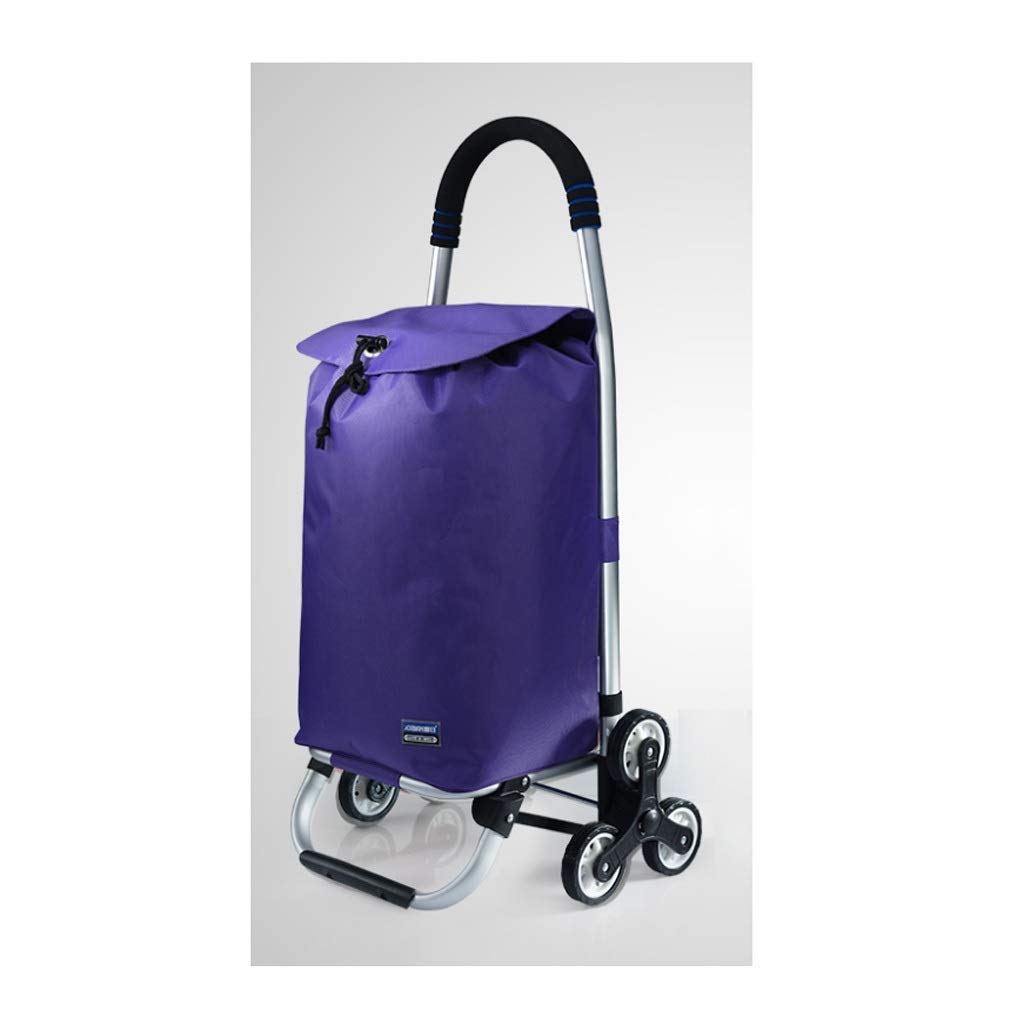 Foldable Collapsible Wagon Cart - Lightweight Portable Shopping Trolley with Removable Bag for Groceries, Picnics, Beach, Camping & Home Use (Purple)