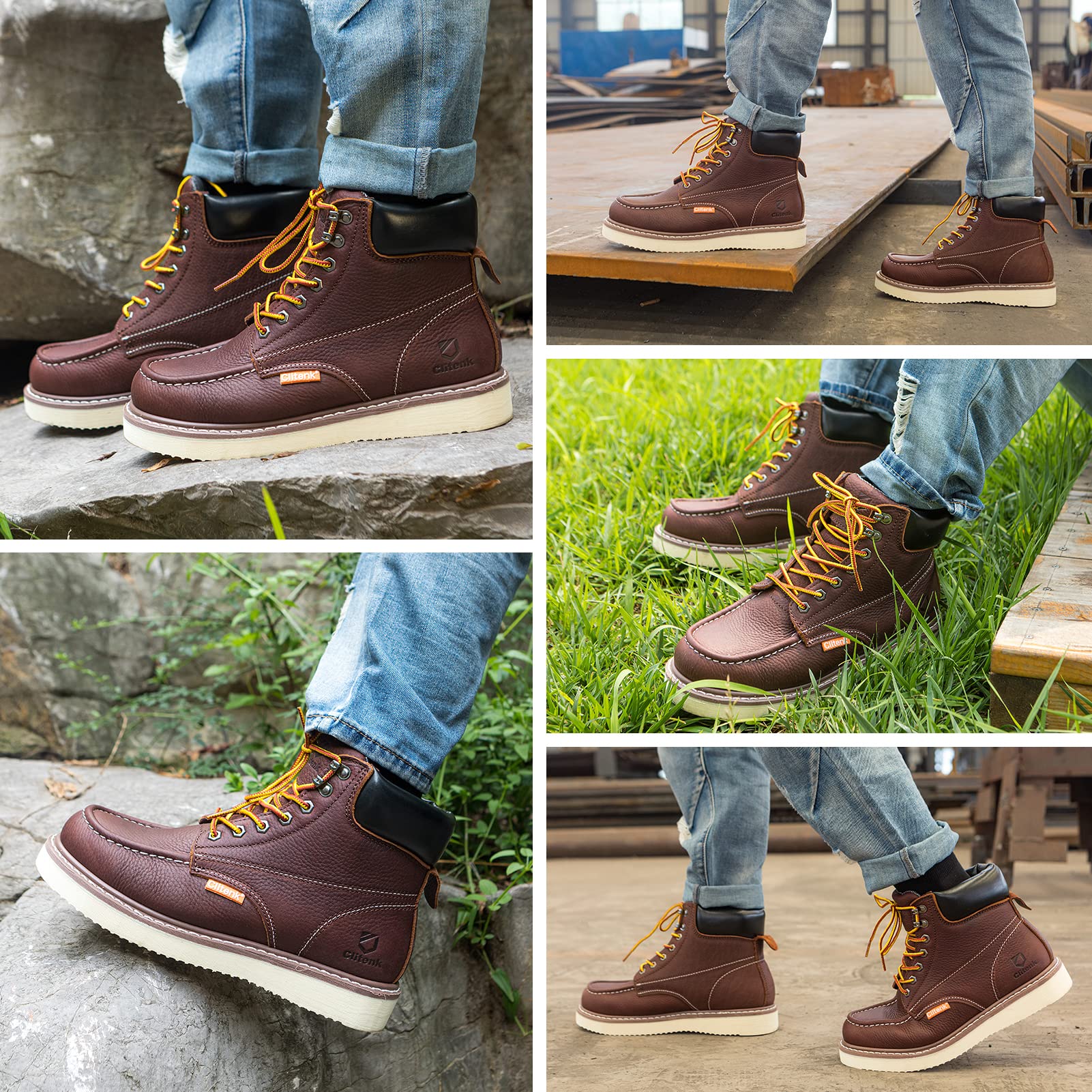Men's Moc Toe Work Boots - 6