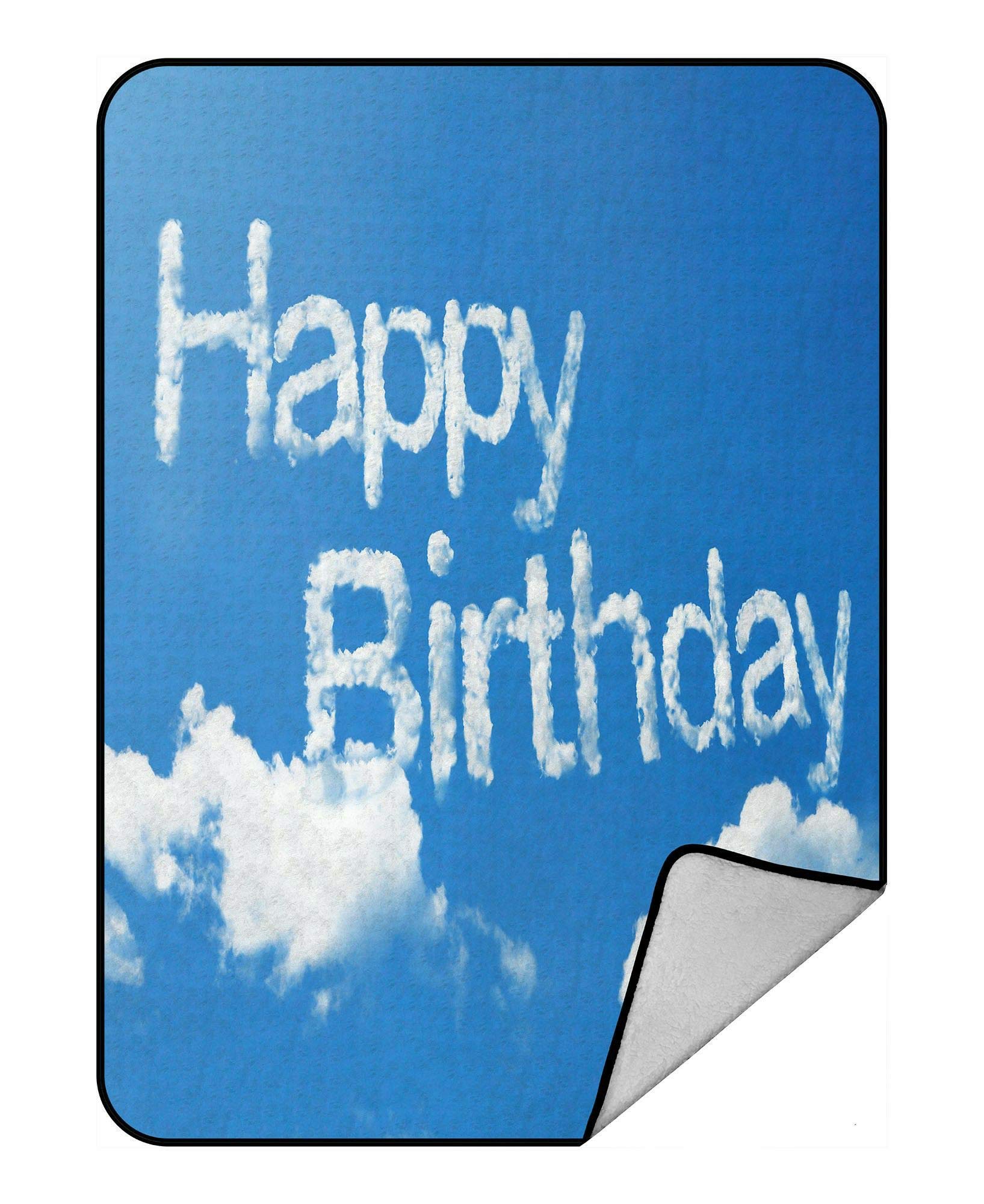 Happy Birthday Cloud Word Throw Blanket - Soft Fleece Plush Blanket 58x80 Inch - Perfect for Birthday Gifts, Parties, and Cozy Home Decor