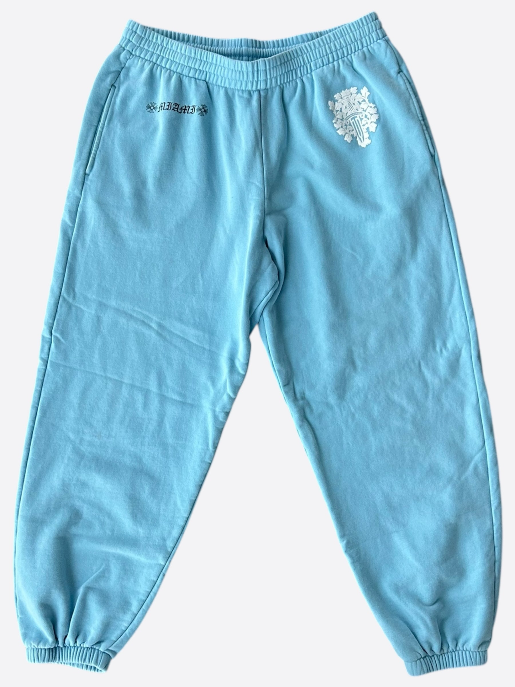 Chrome Hearts Blue Miami Art Basel Exclusive Sweatpants for Men & Women | Limited Edition Luxury Lounge Pants for Streetwear & Casual Fashion | Perfect for Art Events, Travel & Relaxation