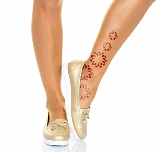 Premium DIY Henna Tattoo Stencil Kit for Legs - Full Design Temporary Tattoo Set for Women, Girls & Kids - Beautiful Body Art for Parties, Weddings & Festivals - PRL-23