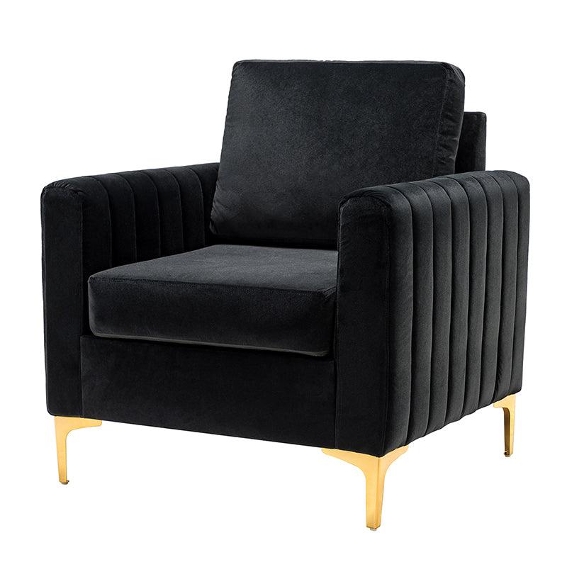 Luxury Didyme Velvet Club Armchair - Modern Accent Chair for Living Room, Bedroom & Office - Plush Upholstered Lounge Chair with Sturdy Wooden Legs - Perfect for Reading Nook, Home Theater & Cozy Spaces