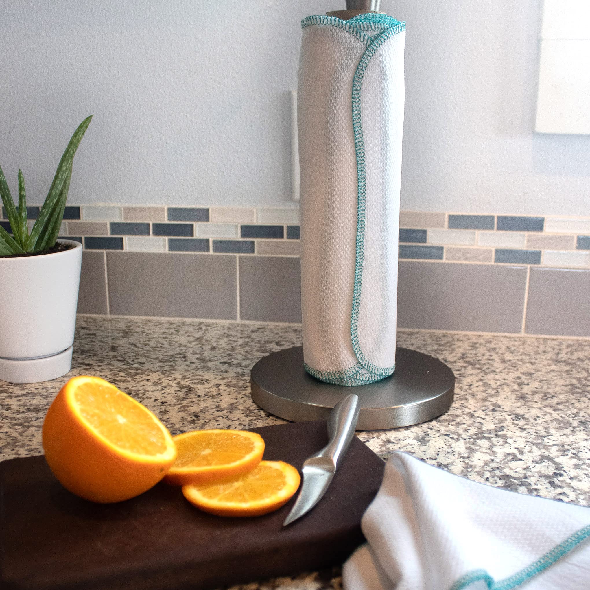 Eco-Friendly Reusable Washable Paper Towels - Natural Birdseye Teal Non-Paper Towels for Kitchen | Sustainable Alternative to Disposable Paper Towels | Perfect for Cleaning, Spills & Everyday Household Use