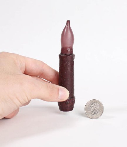 Set of 2 Primitive Grubby & Stubby 4-Inch Rustic Burgundy Battery Operated Taper Candles - Perfect for Farmhouse Decor, Romantic Dinners & Holiday Centerpieces