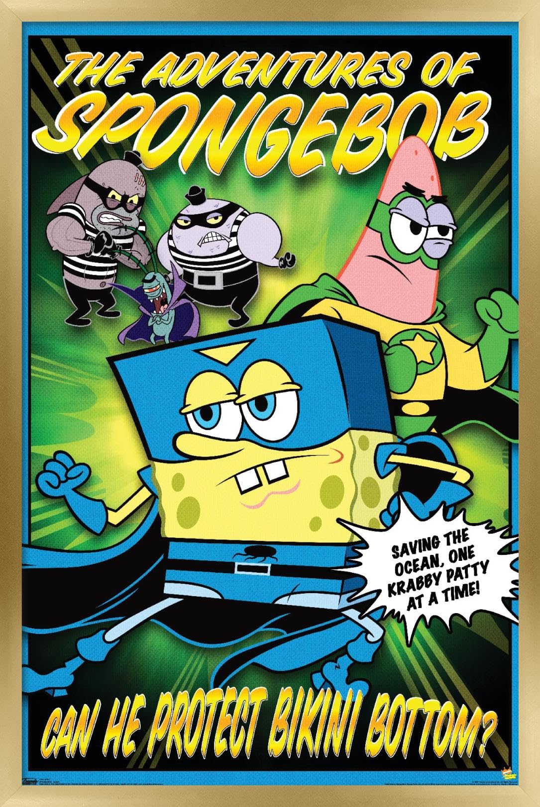 Trends International Nickelodeon SpongeBob SquarePants Funny Wall Poster - 14.725 x 22.375 Inches Gold Framed Art Print - Perfect for Kids' Room Decor, Office & Game Room Wall Art