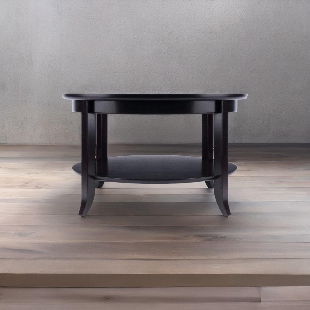 Ergode Genoa Round Coffee Table with Glass Inset and Storage Shelf - Modern Living Room Furniture for Small Spaces, Perfect for Apartments and Cozy Homes