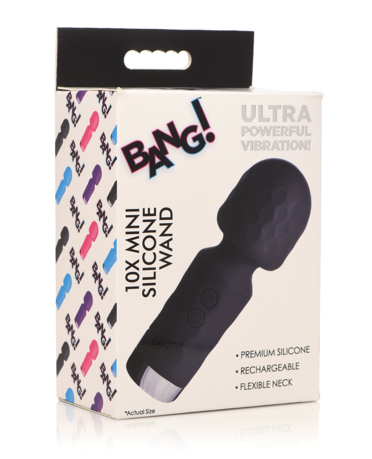 10X Mini Silicone Rechargeable Wand Massager - Black - Perfect for Personal Relaxation & Stress Relief at Home or Travel
