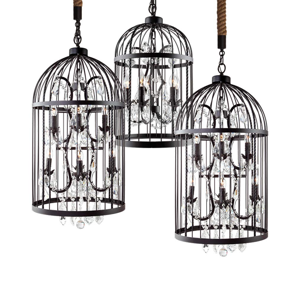 Vintage Birdcage Chandelier Ceiling Light - 8-Light Black Retro LED Hanging Lamp with E12 Bulb Holder for Bedroom, Dining Room, Cafe & Restaurant Decor | Perfect for Creating Romantic Ambiance and Vintage Home Lighting