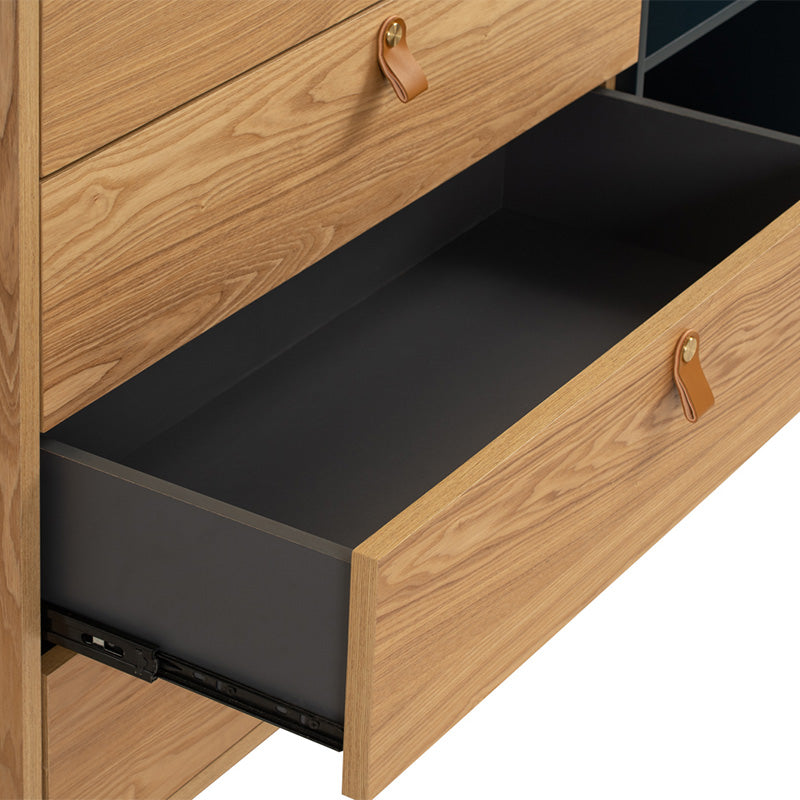 CASTOR Sideboard Buffet 125cm - Modern Wooden Storage Cabinet in Natural, Navy Blue & Black - Perfect for Dining Room, Living Room & Entryway Organization