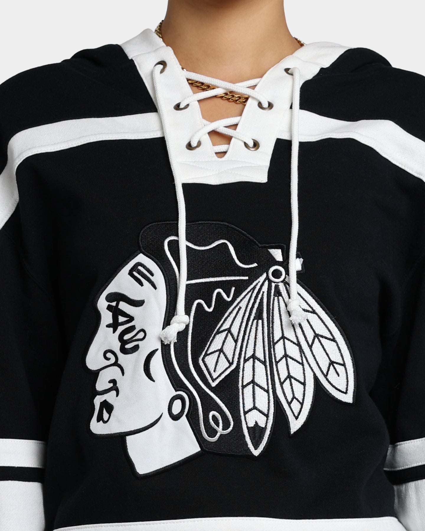 47 Brand Chicago Blackhawks Superior Lacer Hoodie - Men's NHL Team Zip-Up Sweatshirt with Lace-Up Front - Perfect for Game Day & Casual Wear