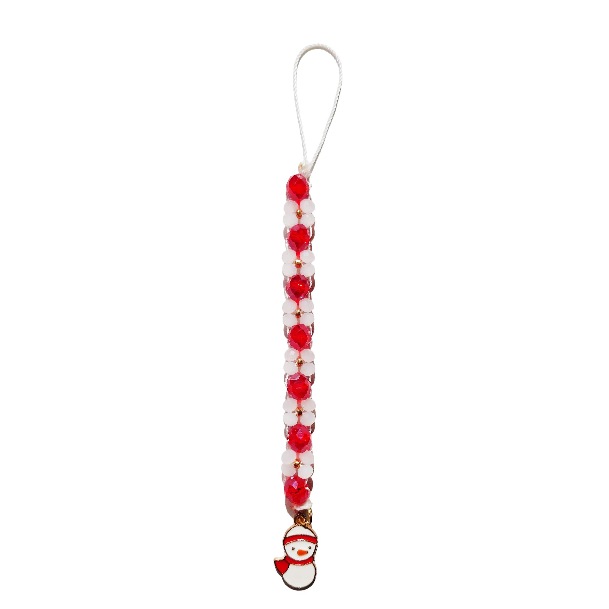 Handmade Christmas Phone Charm Lanyard with Crystal Beads & Alloy Charms - Aesthetic Holiday Gift for Men, Women, Boys, Girls (Gender Neutral) - Perfect for Phone Accessories, Party Favors & Stocking Stuffers