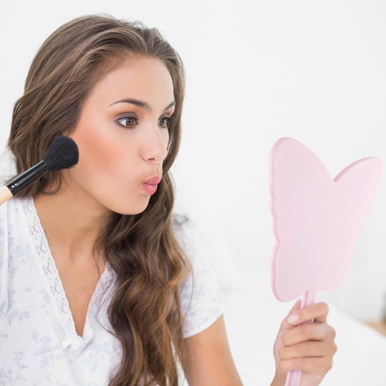 Butterfly Hand Mirror for Women - Pink Travel Cosmetic Mirror for Girls & Students - Valentine's Gift