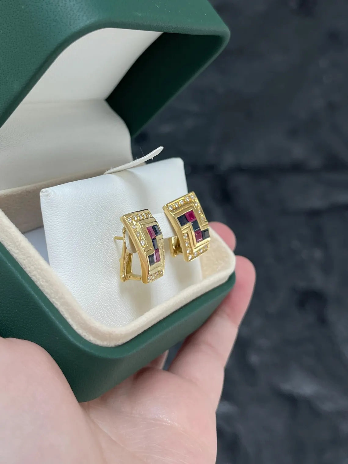 1.78tcw Natural Sapphire & Ruby Diamond Stud Earrings with Secure Latch Back - Perfect for Weddings, Parties & Everyday Elegance