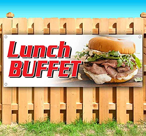 13 oz Heavy-Duty Vinyl Lunch Buffet Banner - Single-Sided with Metal Grommets | Durable Non-Fabric Sign for Restaurants, Catering Events & Buffet Displays