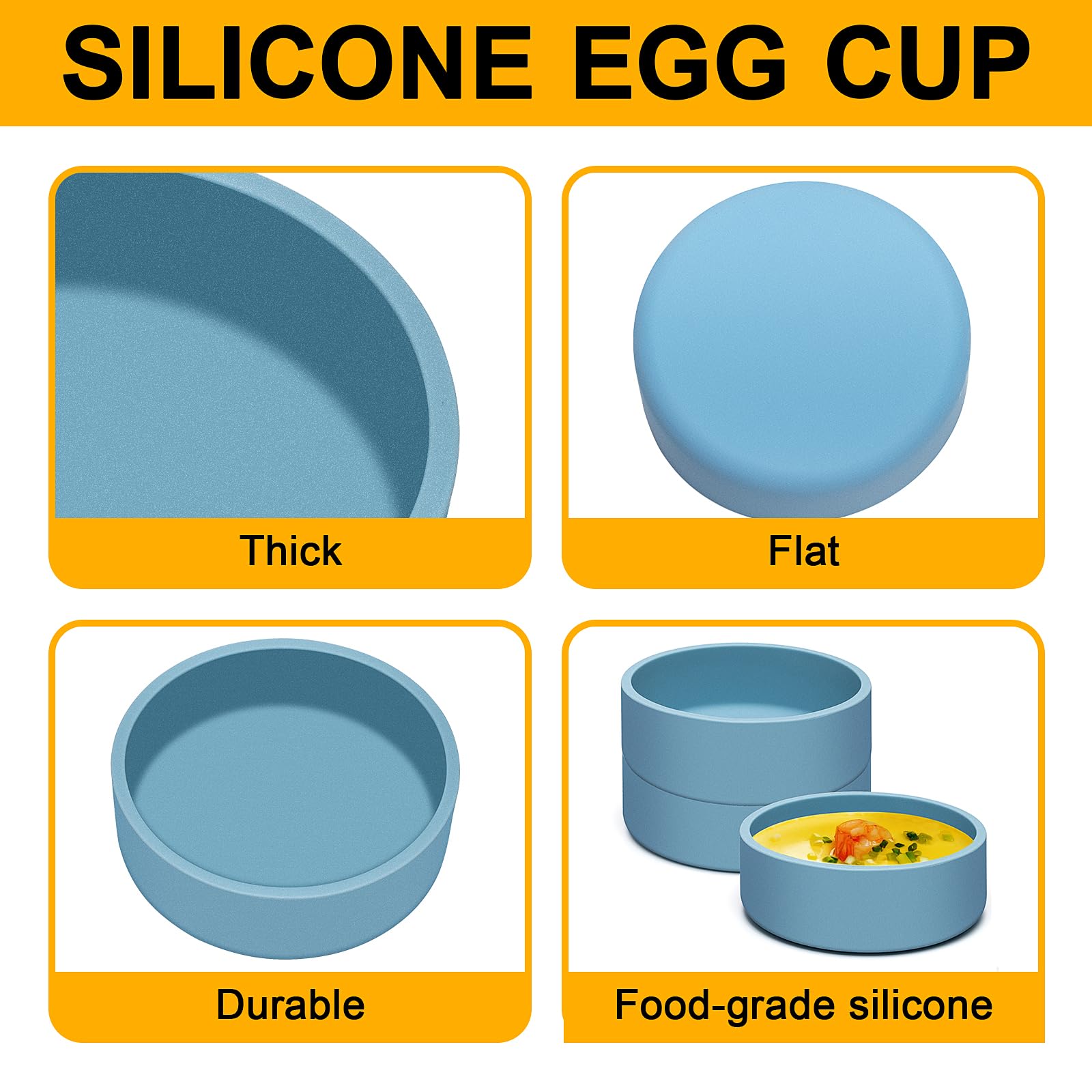 6 Pack Silicone Egg Cooker for Microwave & Air Fryer - Reusable Egg Bite Molds, Oven Safe Egg Pan for Eggwich & Breakfast Meal Prep - Perfect for Quick Breakfast, Meal Prep & Keto Diet (Blue)