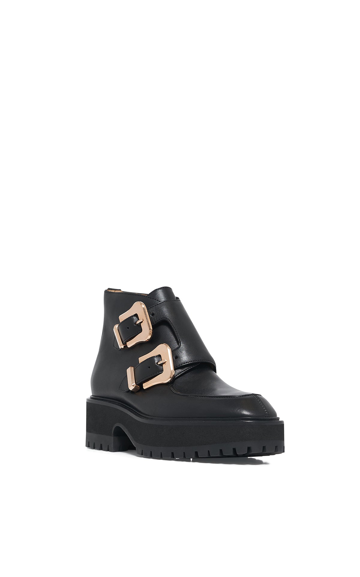 Apollo Platform Ankle Boots for Women - Black Leather Chunky Heel Booties | Stylish & Comfortable for Fall, Winter & Casual Outfits